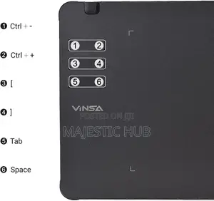 VINSA T605 Drawing Tablet, 16384 Levels, 6 Keys, Battery-Free Pen