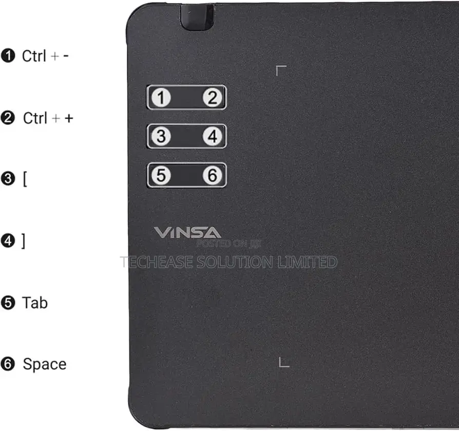 VINSA T605 Drawing Tablet, 16384 Levels, 6 Keys, Battery-Free Pen