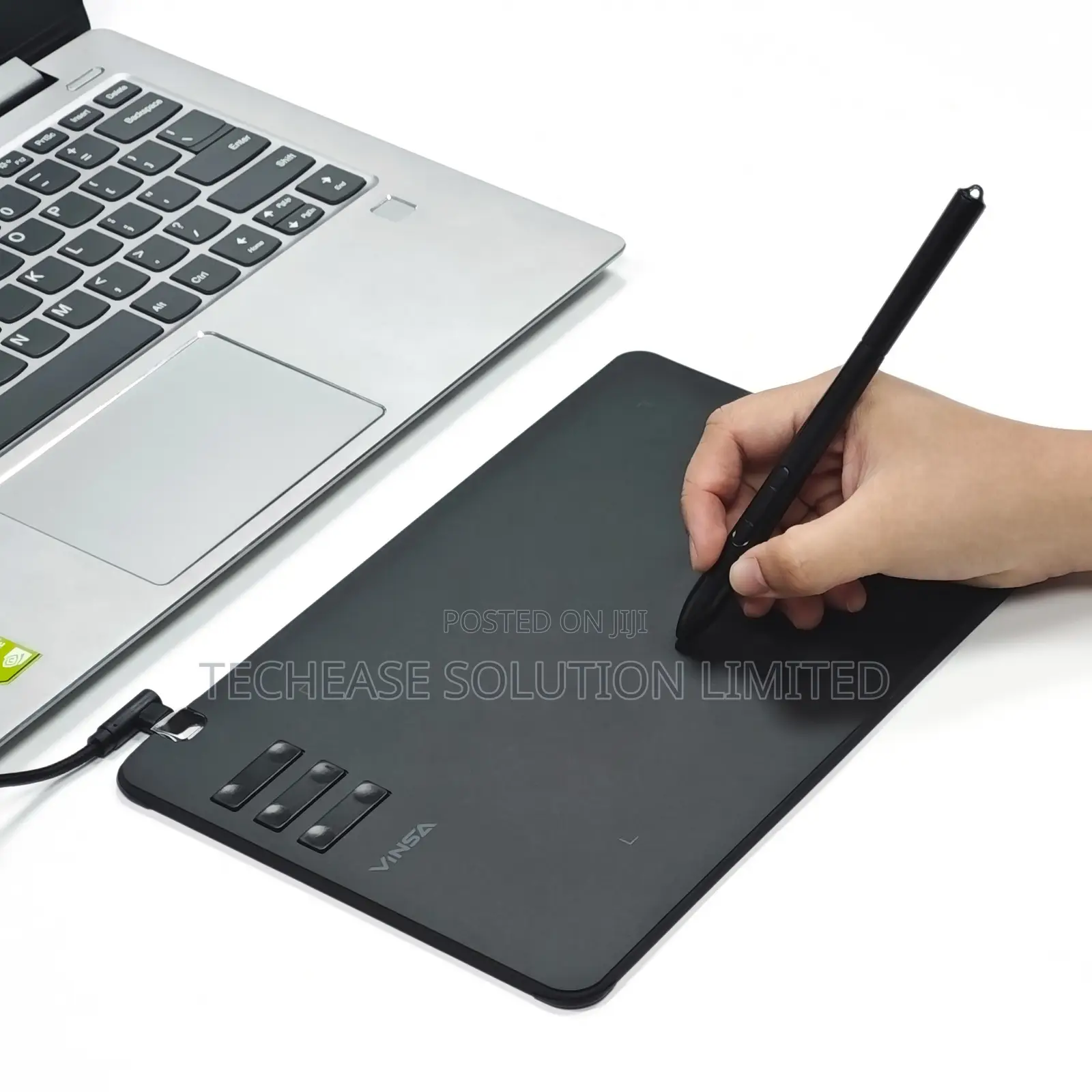 VINSA T605 Drawing Tablet, 16384 Levels, 6 Keys, Battery-Free Pen
