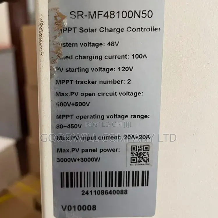 100a 12v/24v/36v/48v Srne Solar Charge Controller
