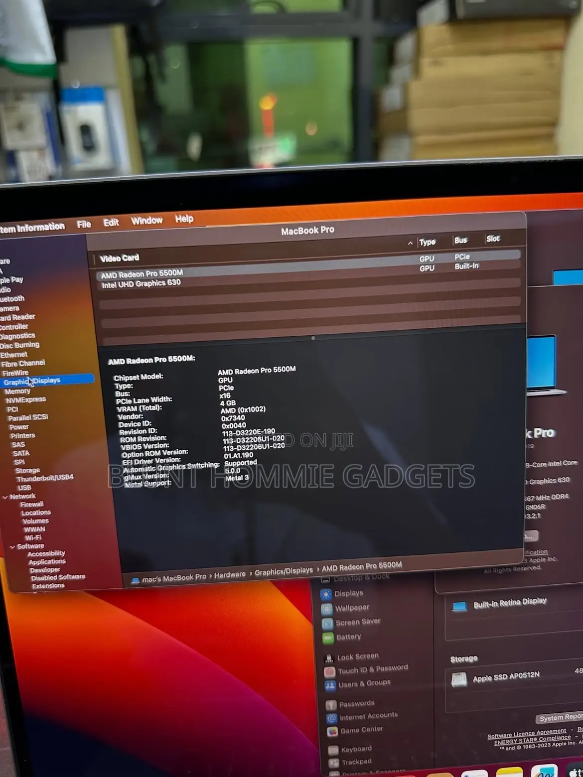 Laptop Apple MacBook Pro 2019 16GB Intel Core i9 SSD 512GB