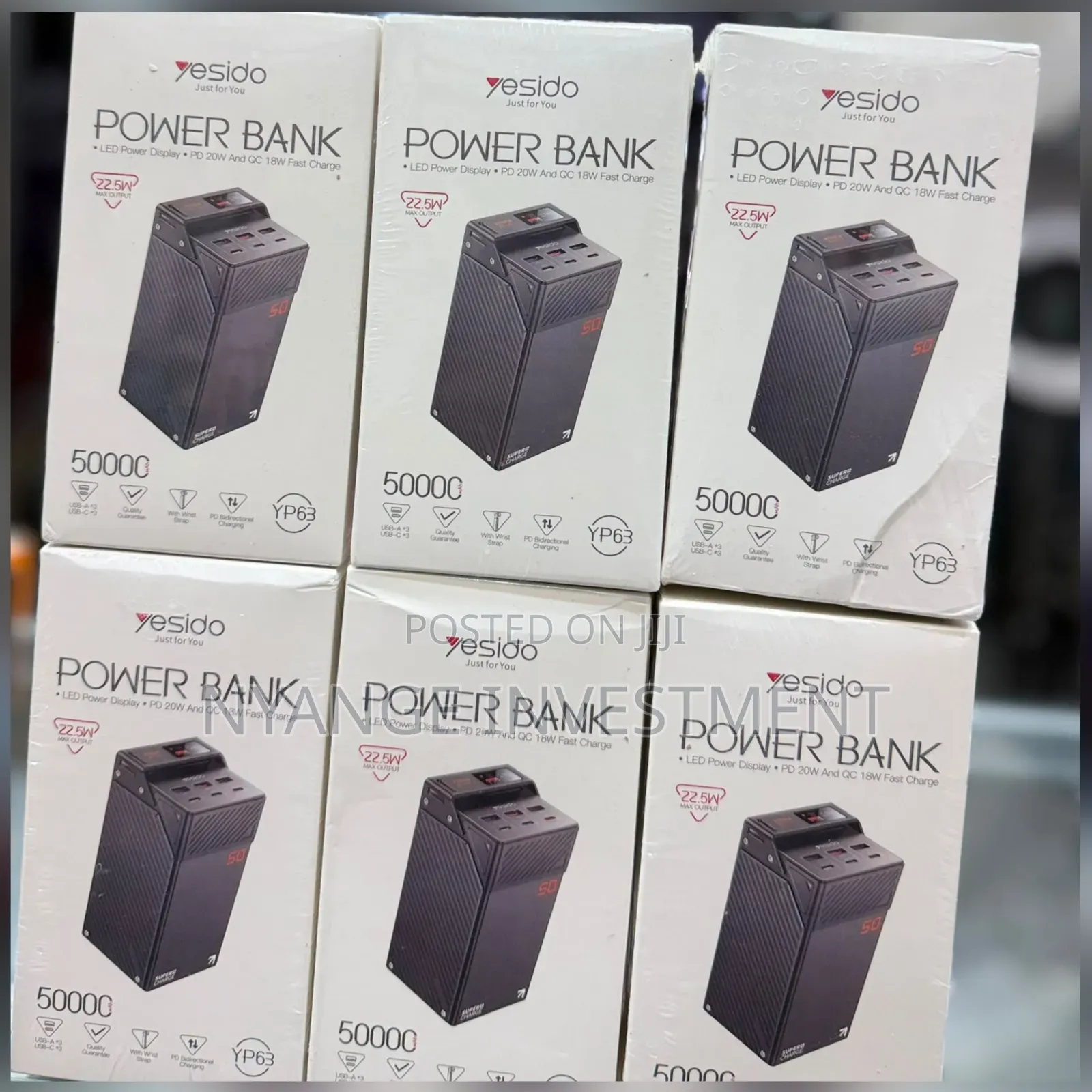 Yesido YP63 Heavy-Duty, High-Capacity 50,000mAh Power Bank .