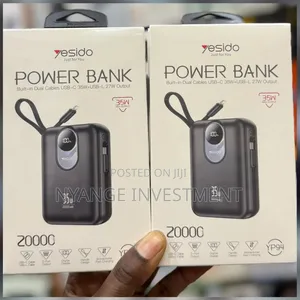 YESIDO YP94 Power Bank With Built-in Type-C Lightning Cables 20,000