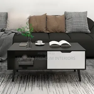 Wooden Center Table 100cm Black and White | Coffee Table 