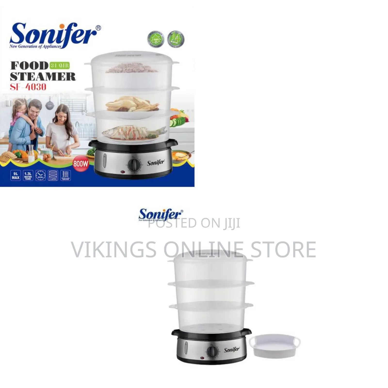 Sonifer Electric Food Steamer for Cooking, 3 Tiers Vegetable Steamer
