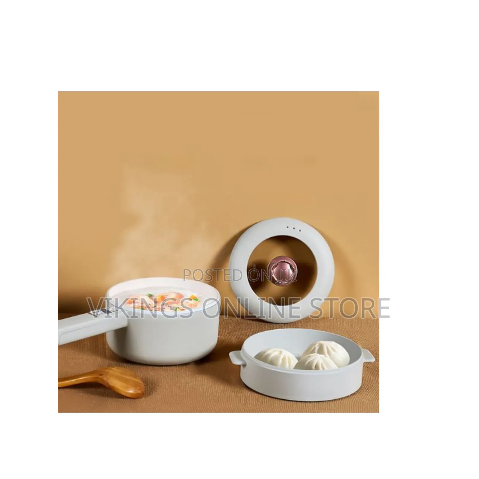 4.5L Multi-Function 2 Layer Electric Soup Steamer Pot Saucepan - Cream