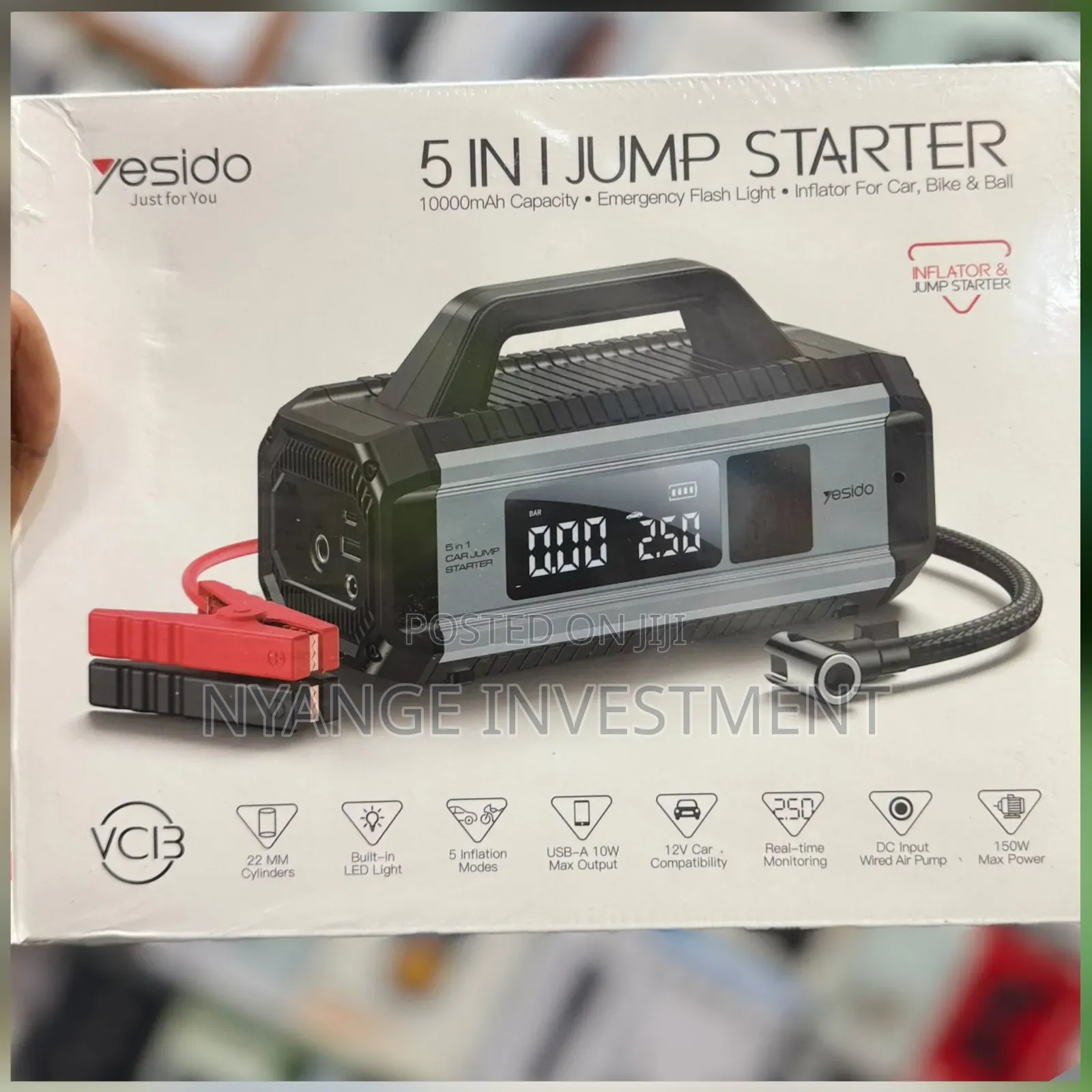 Yesido 5 in 1 Car Jump Starter 10000mah Capacity Vc13.