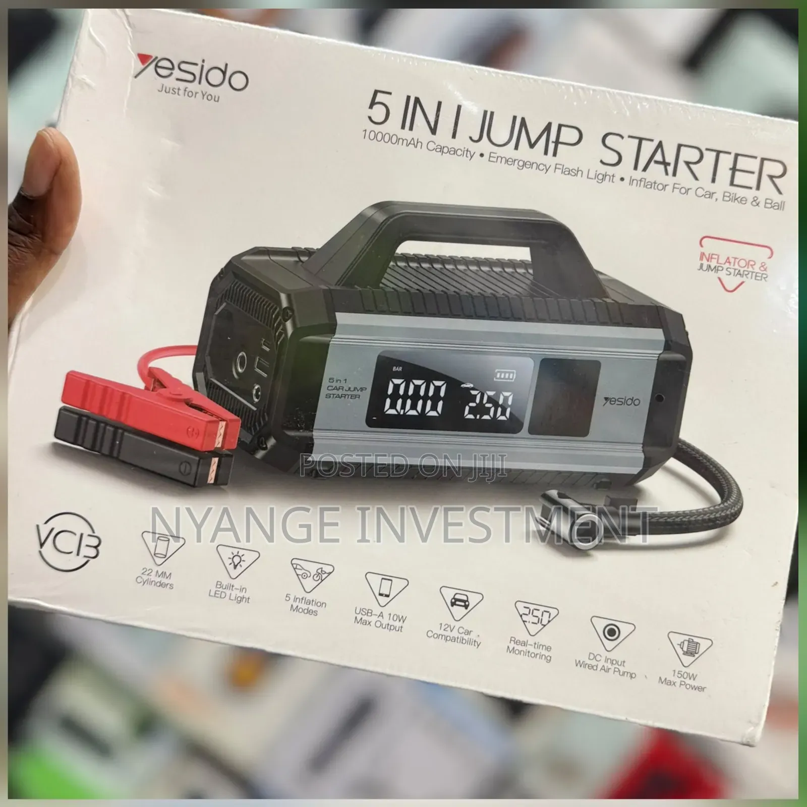 Yesido 5 in 1 Car Jump Starter 10000mah Capacity Vc13.