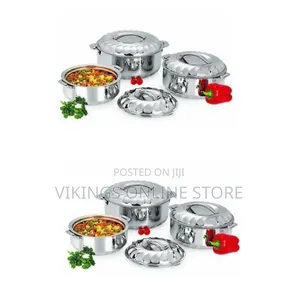 3pc Steel Hot Pots/ Serving Dishes - Silver