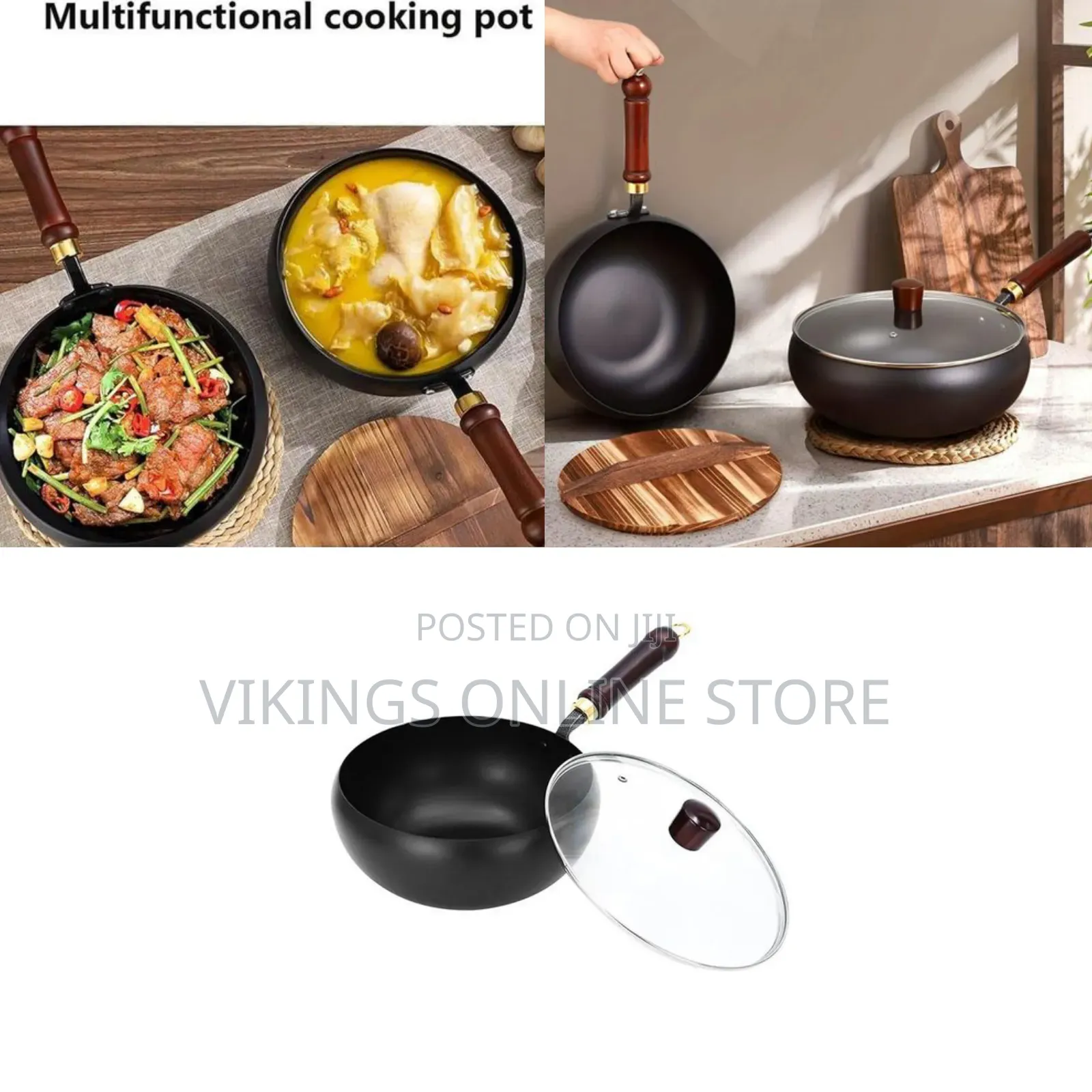 Multifunctional Egg Stir Fry Cast Iron Skillet, Japanese Iron Wok Pan