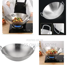 40CM Chinese Wok, Stainless Steel, Deep Frying Pan, Vegetable