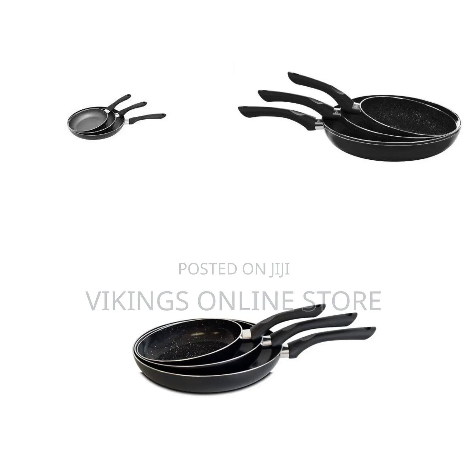 3 Pieces of 20/24/28 Cm Non-Stick Fry Pan Set, Free of PFOA, Lead