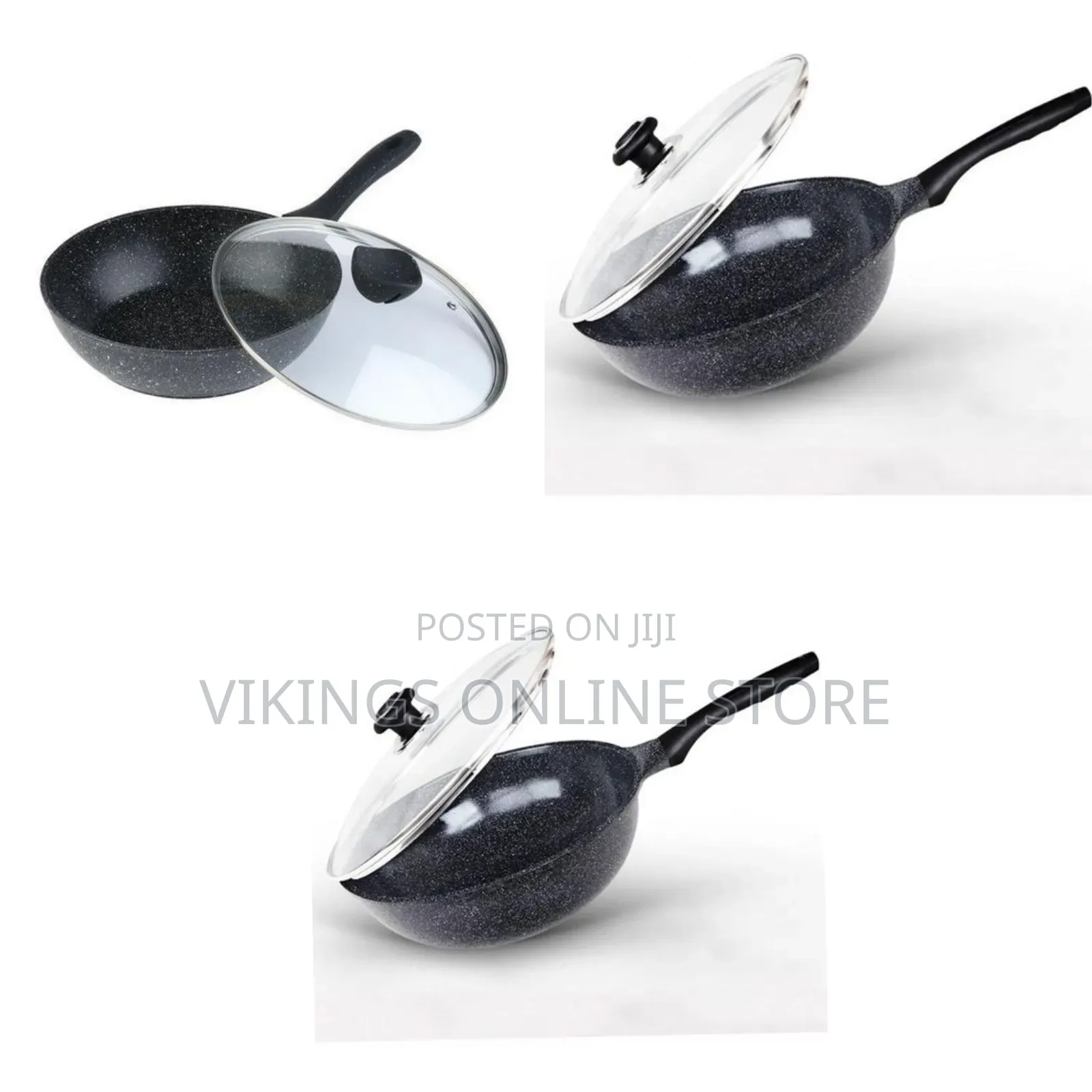 28CM Sturdy and Anti-Corrosion Marble Wok Stir-Fry Pan Cookware