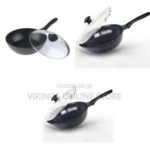 28CM Sturdy and Anti-Corrosion Marble Wok Stir-Fry Pan Cookware