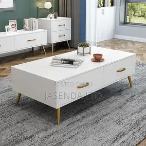 Wooden Center Table 110cm White Gloss | Coffee Table 