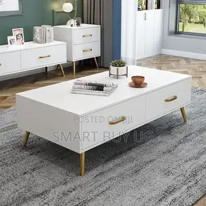 Wooden Center Table 110cm White Gloss | Coffee Table 
