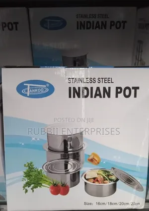 Stainless Steel Indian Cooking Pot (16, 18, 20, 22cm)