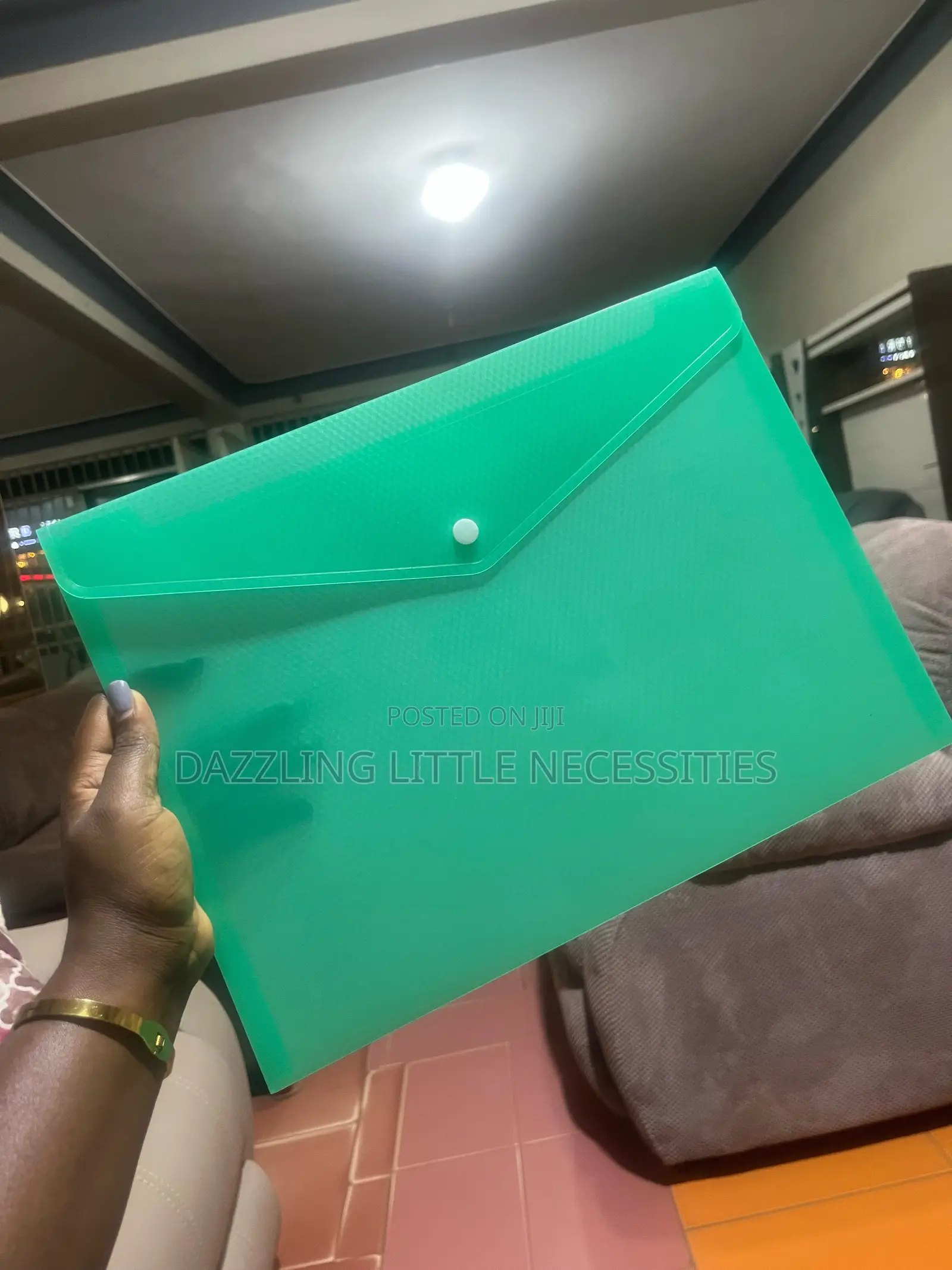 Green Foolscap Document Bag - A4 (Plastic)