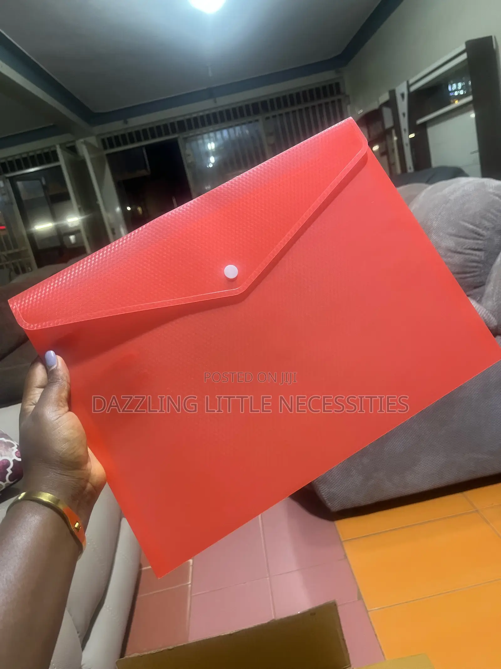 Red Foolscap Button Document Folder - A4