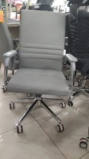 Grey Ribbed Mid-Back Executive Office Chair.
