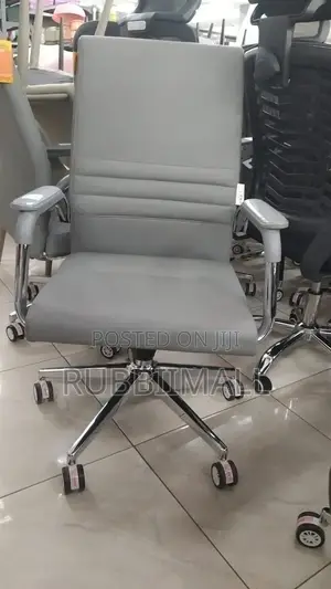 Grey Ribbed Mid-Back Executive Office Chair.