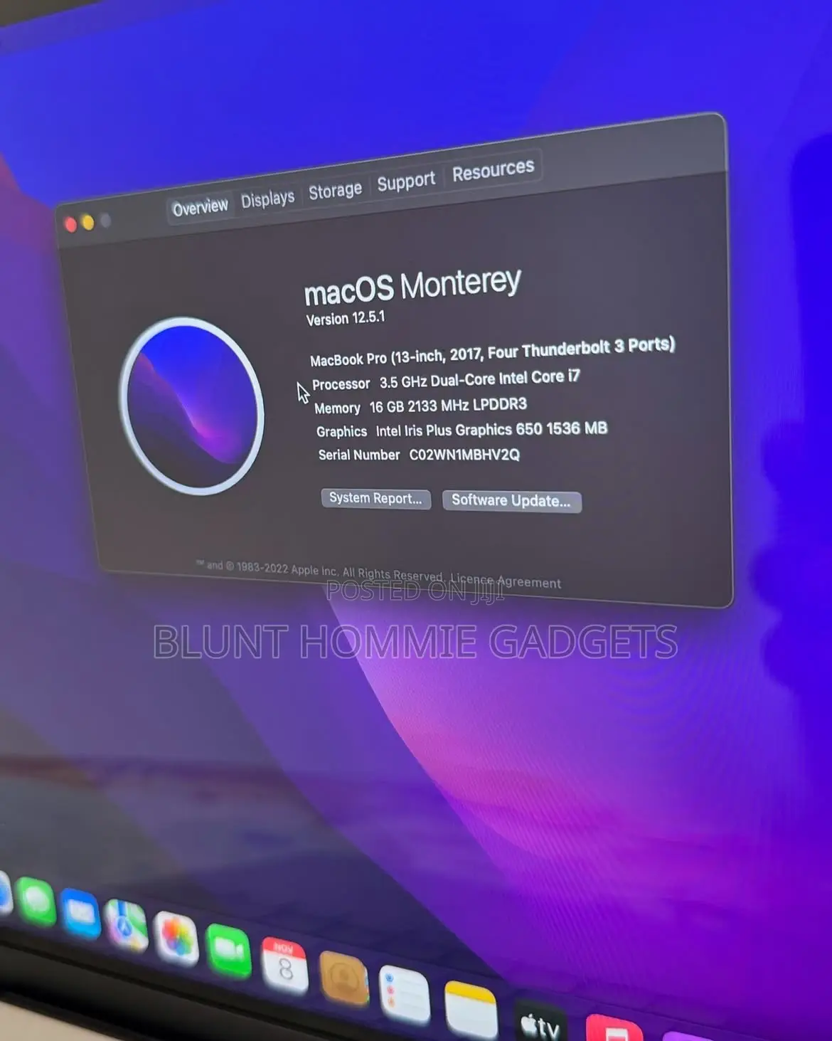 Laptop Apple MacBook Pro 2017 8GB Intel Core i7 SSD 256GB