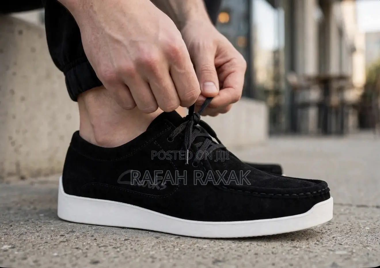Classic Men’s Black/White Suede Clarks Wallabees Casual Boat Shoes