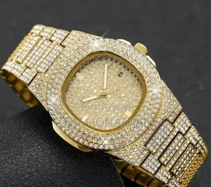 Luxury Iced Silver and Gold Tone Crystal Watch