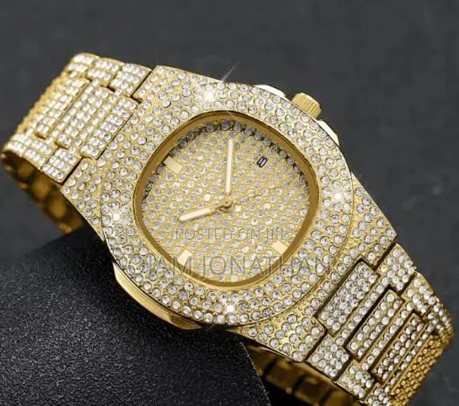 Luxury Iced Silver and Gold Tone Crystal Watch