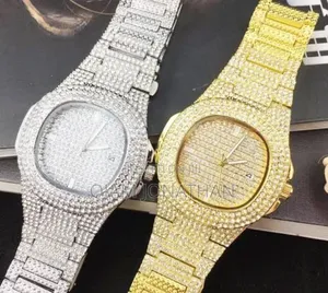 Luxury Iced Silver and Gold Tone Crystal Watch