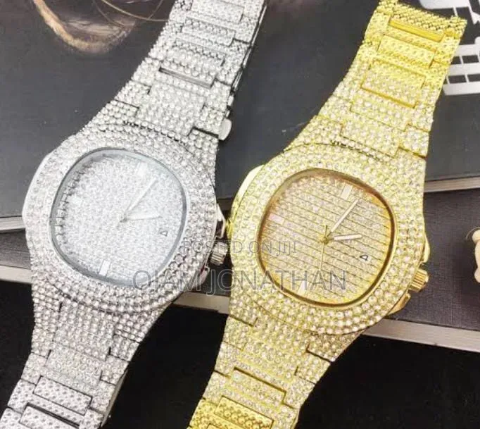 Luxury Iced Silver and Gold Tone Crystal Watch