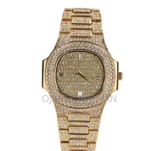 Luxury Iced Silver and Gold Tone Crystal Watch