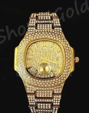 Luxury Iced Silver and Gold Tone Crystal Watch