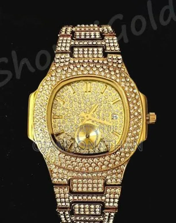 Luxury Iced Silver and Gold Tone Crystal Watch
