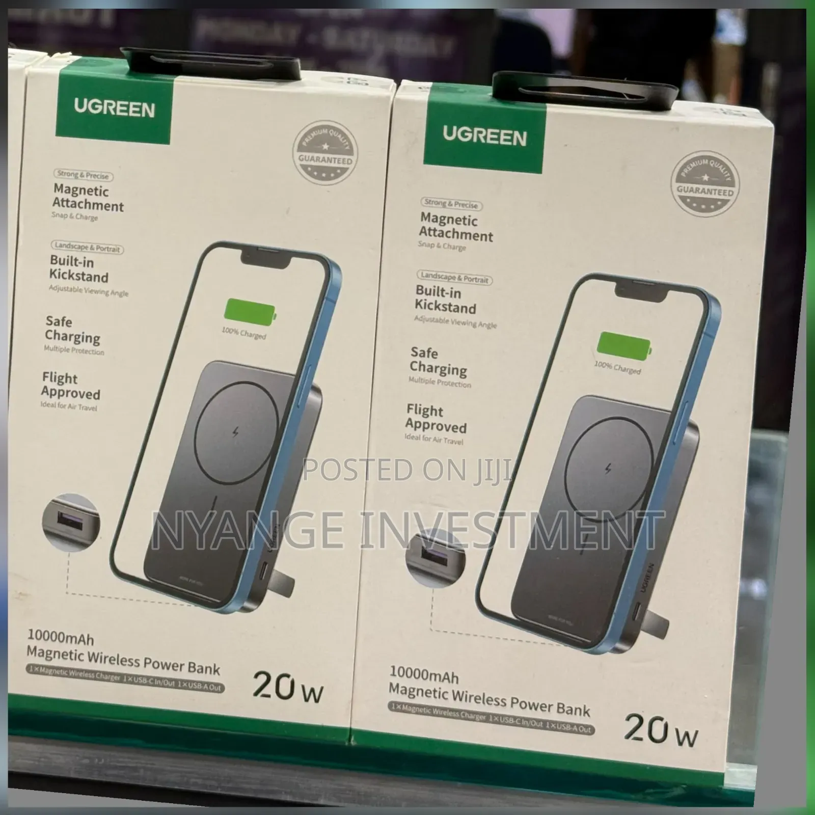 Ugreen Magnetic Wireless Power Bank 10000mAh 20W Black -