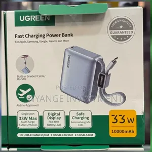 UGREEN 10000mAh 33W Fast Charging Power Bank With Type C Cable -