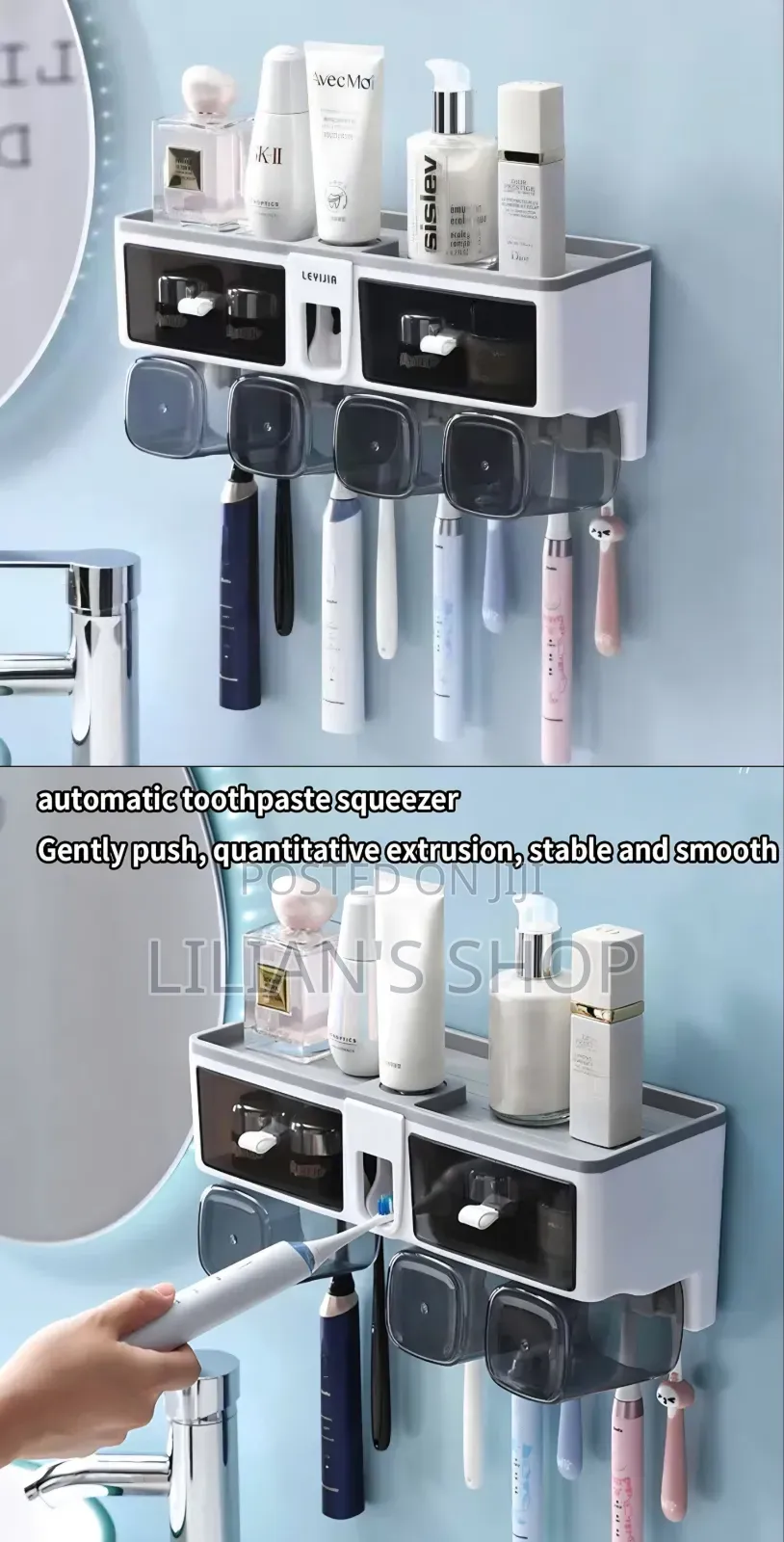 Self-Adhesive Multifunctional Toothbrush Holder