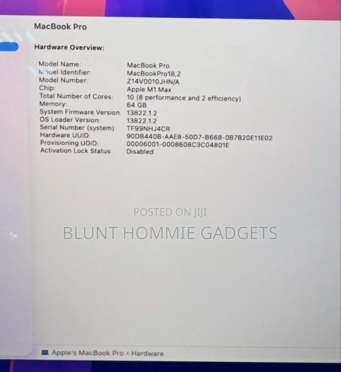 Laptop Apple MacBook Pro 2021 M1 Max 64GB Apple M1 Max SSD 1T