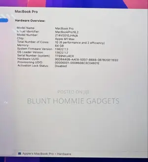 Laptop Apple MacBook Pro 2021 M1 Max 64GB Apple M1 Max SSD 1T