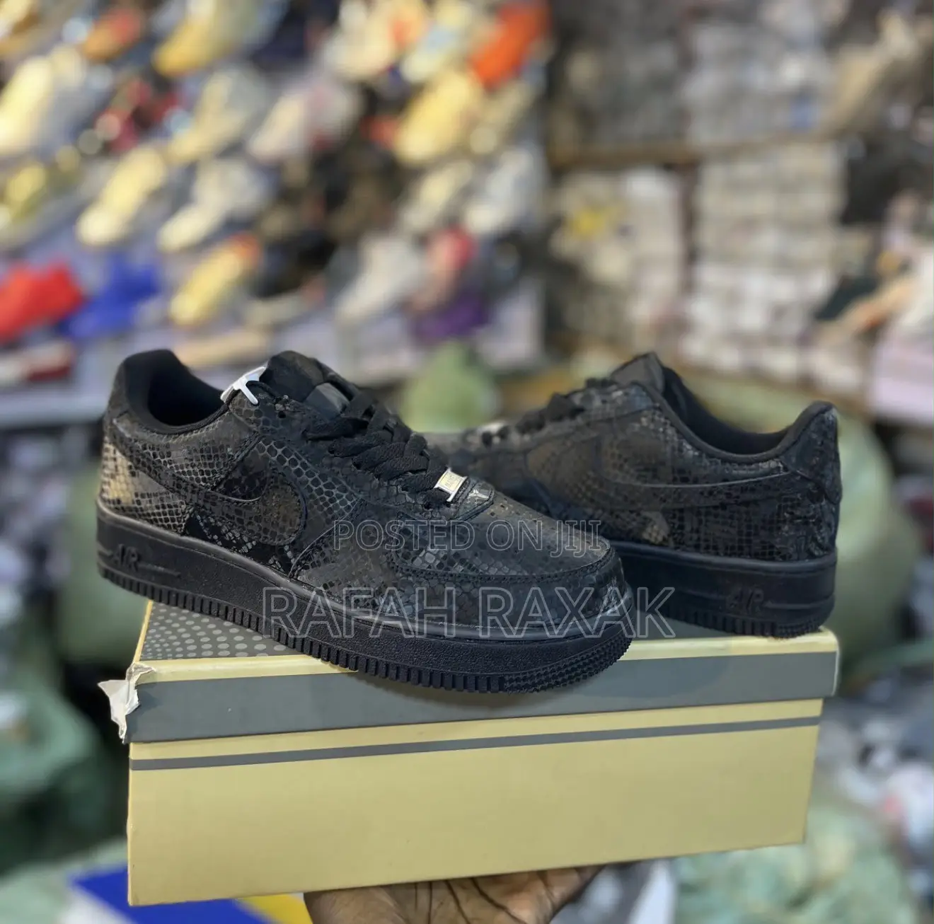 Black Kobe Nike Air Force 1 Low “Mamba Forever” Snakeskin Sneakers