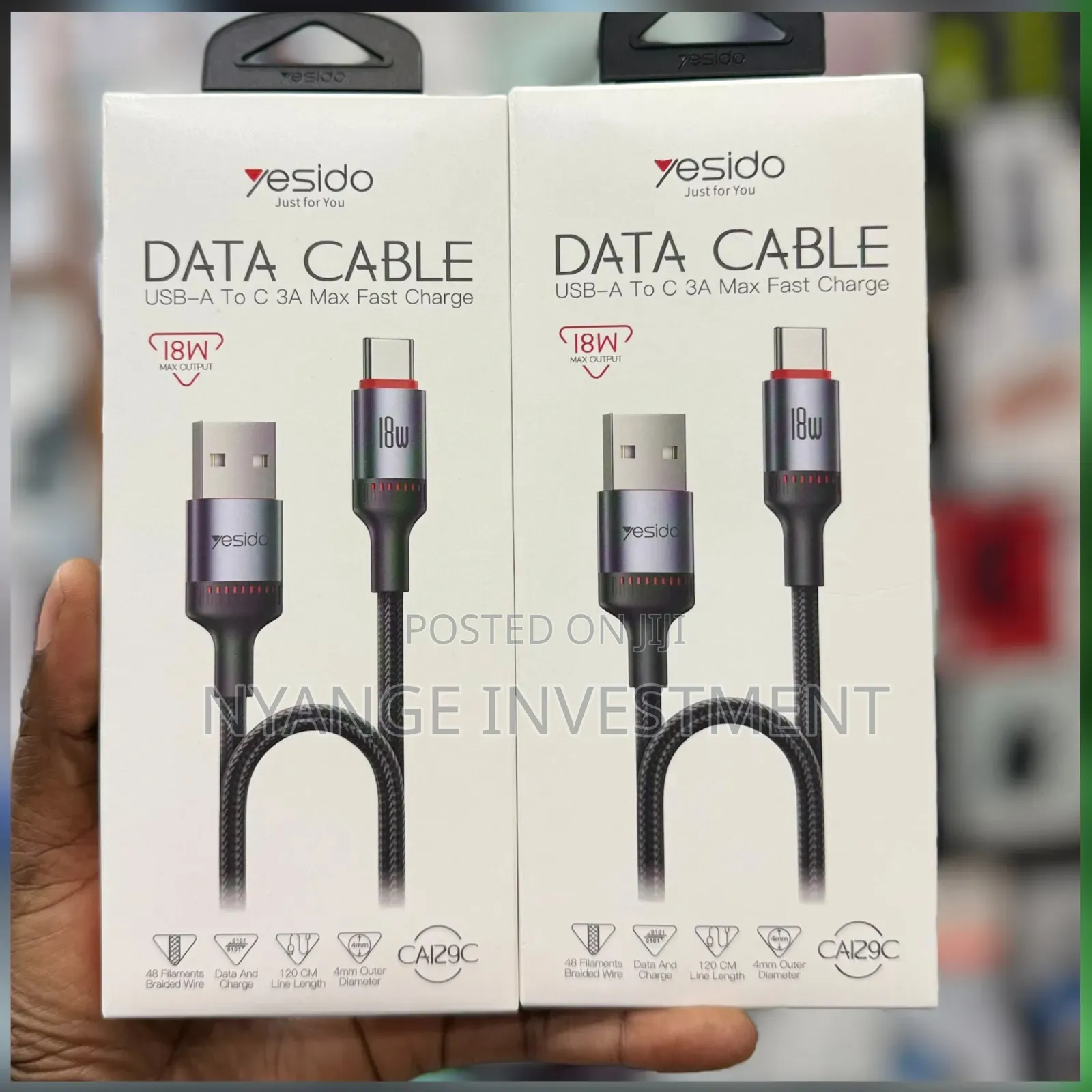 Yesido CA129C 1.2-Meter USB-A to Type-C Fast-Charging Data Cable -