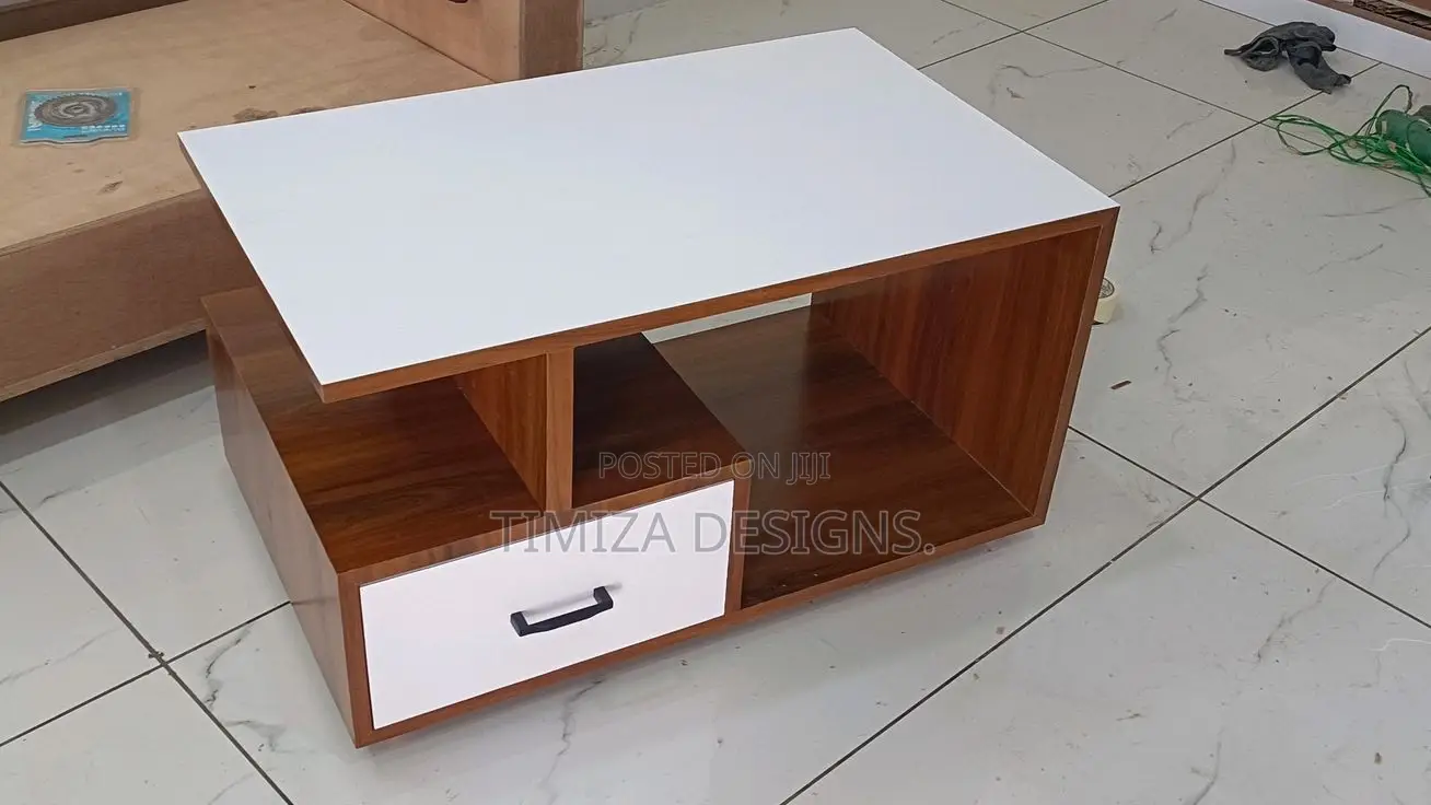 Brown and White Center Table