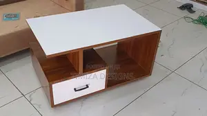 Brown and White Center Table