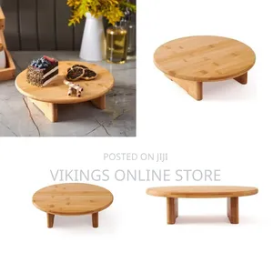 29.5 Cm Round Cutting Board With Mien Bamboo Legs Serving Board