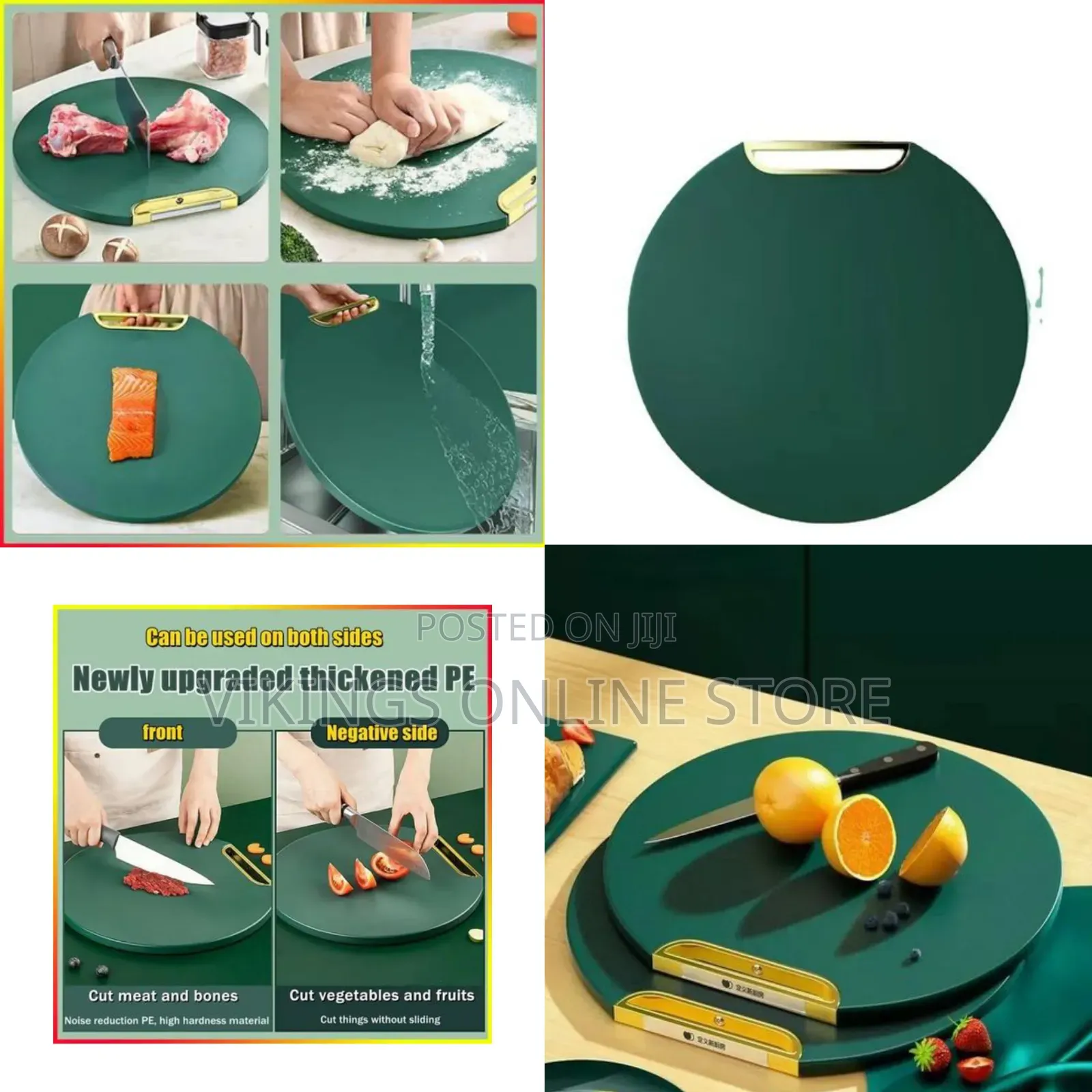 Double Sided Non-Slip Anti-Mold Chopping Board Round Kitchen Cutting