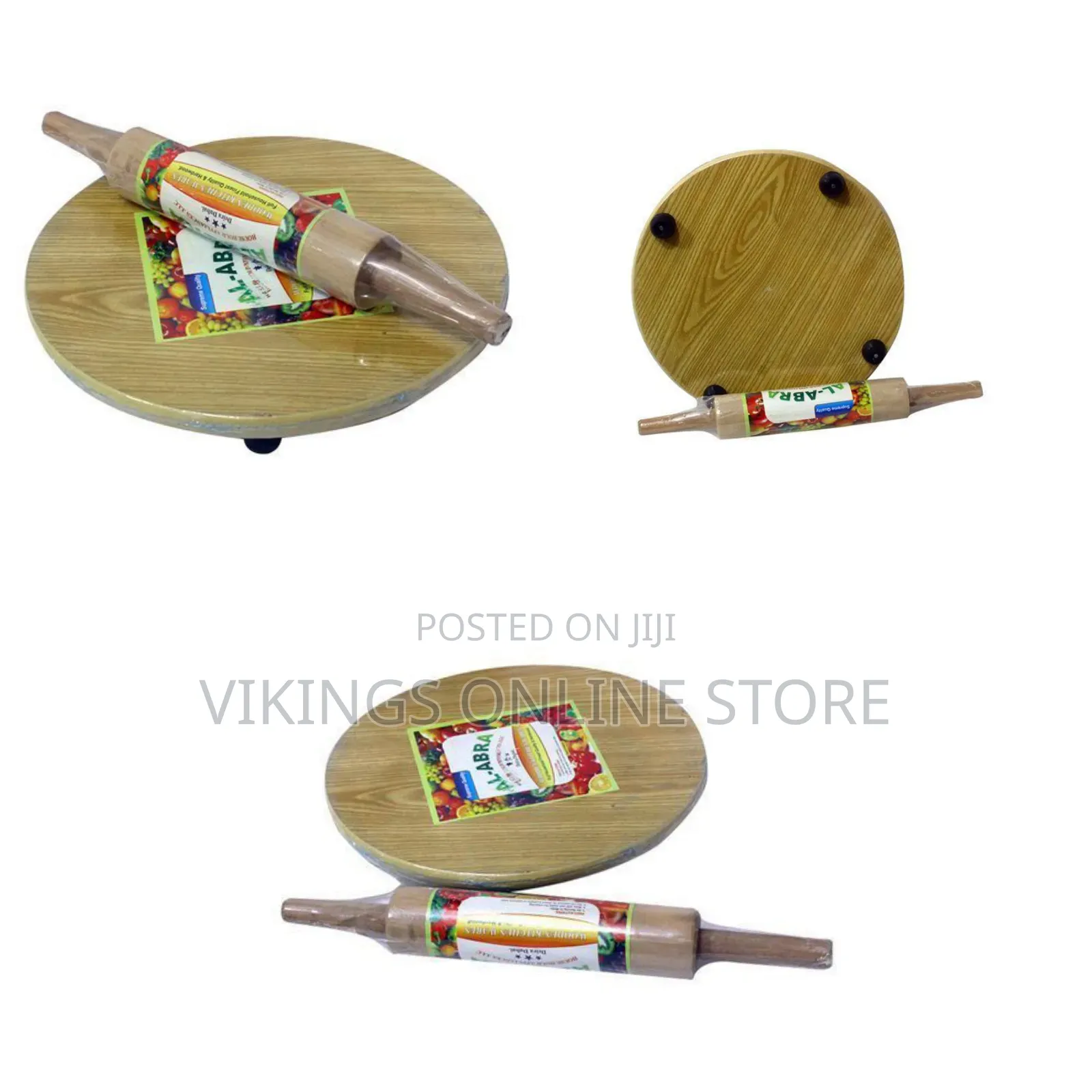 Chapati Rolling Board/Cutting Board With a Rolling Pin, Brown