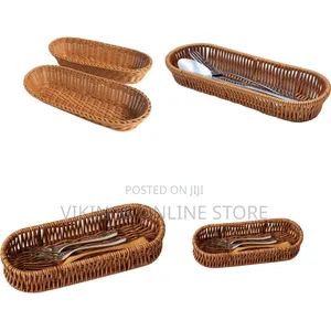 2 Pieces of Wnvivi Imitation Rattan Utensil Holder, Handmade Wicker