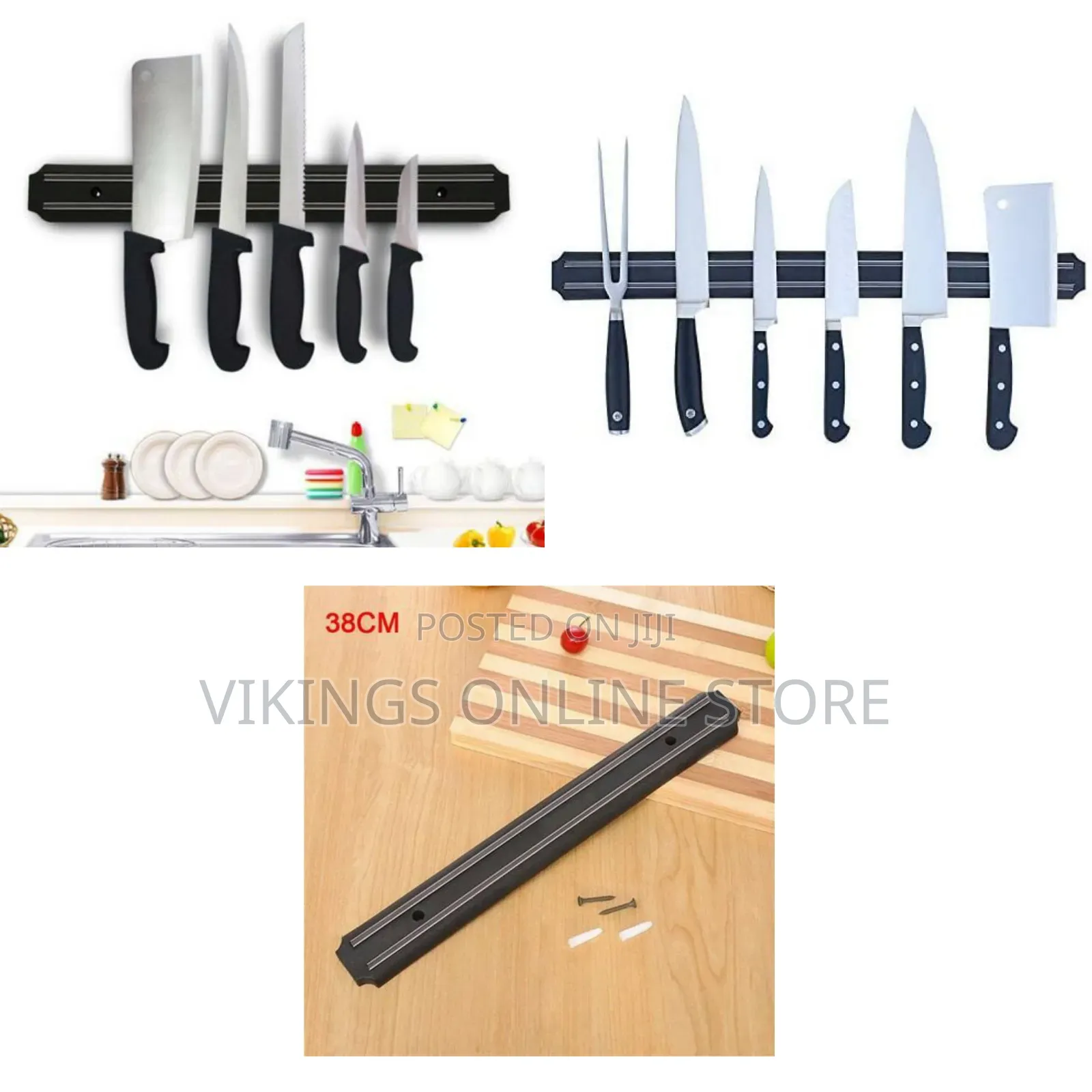 50Cm Wall Mount Professional Magnetic Knife Rack Holder Magnet - Black