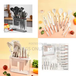 Utensil and Knife Block Set (16 Pcs) Silicone Knife, Baking Tools