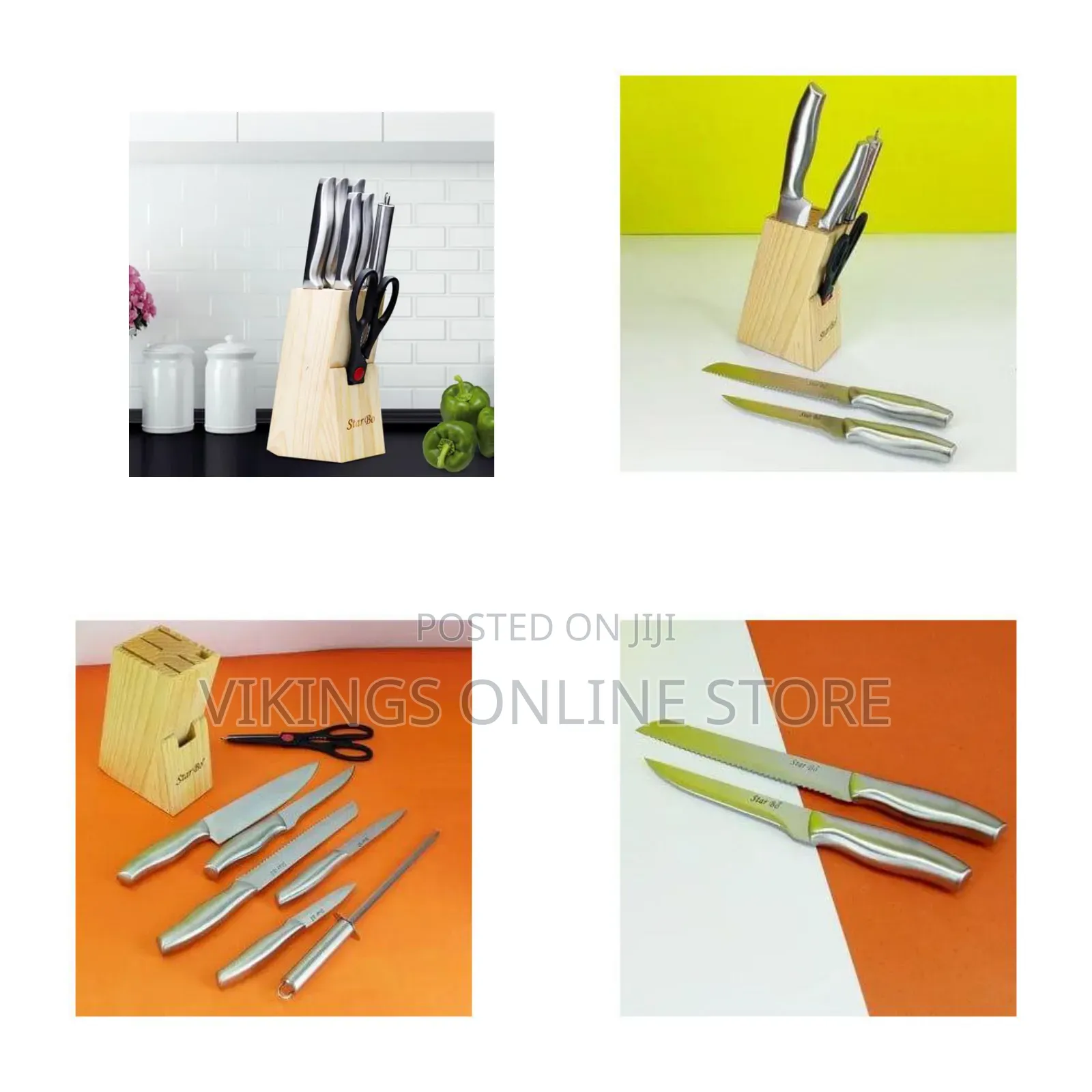 Kitchen Knife Block Set, 7 Piece Knives Set Professional Stainless